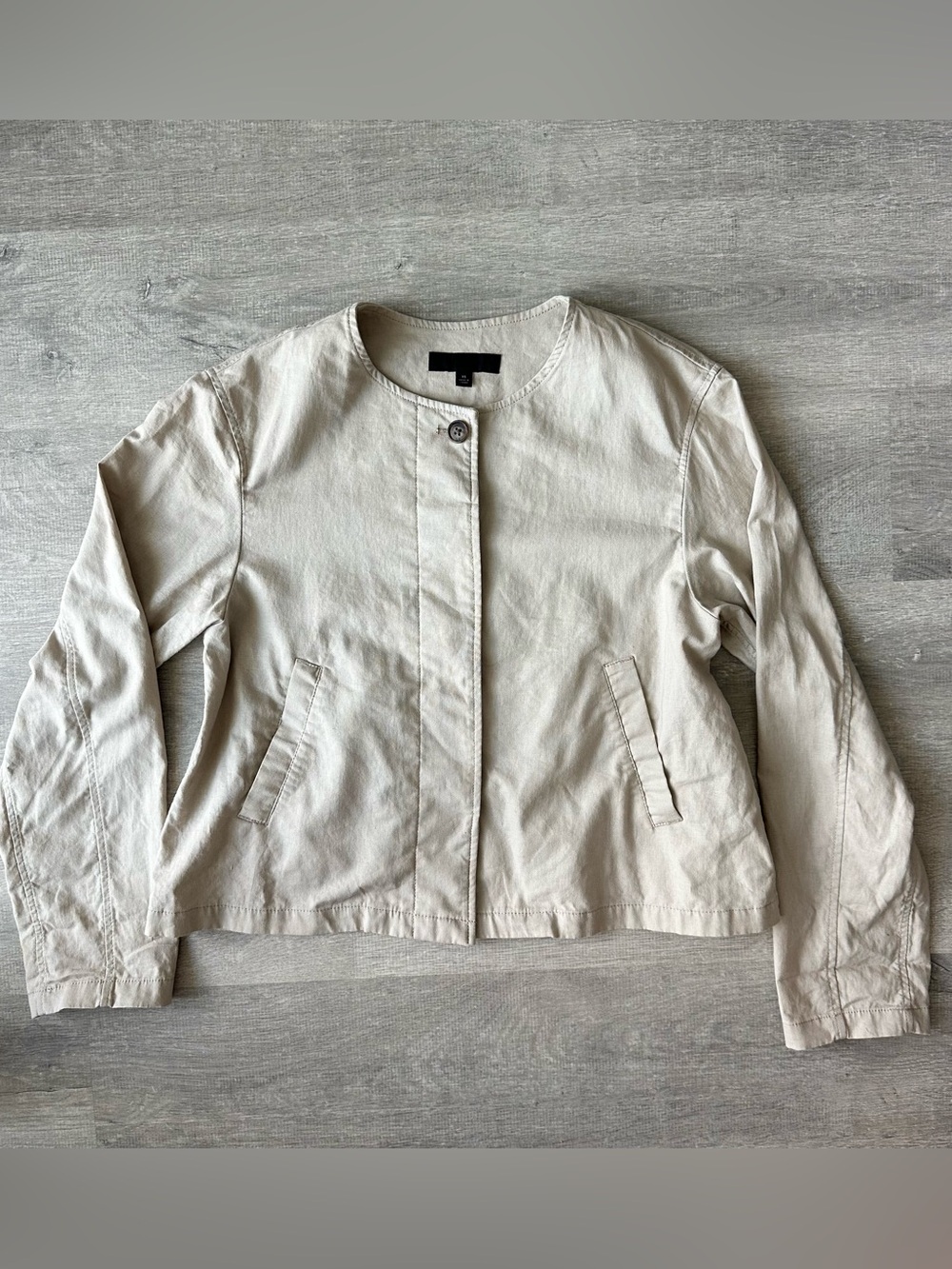 Uniqlo beige linen blend crew neck jacket